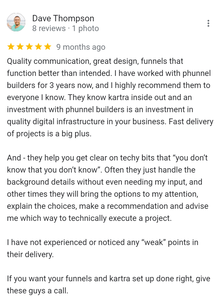 Phunnel Builders Funnel Experts Testimonials